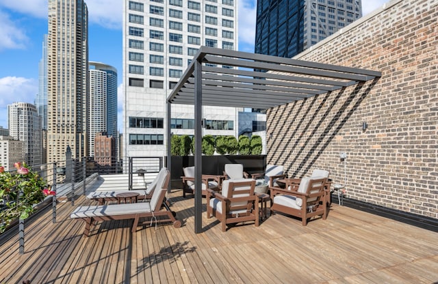 210 E Pearson St Unit 7B, Chicago, IL 60611 - wooden terrace featuring a view of city