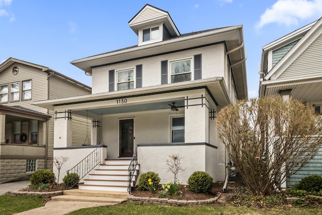 1130 Paulina St, Oak Park, IL 60302 - american foursquare style home with covered porch and stucco siding