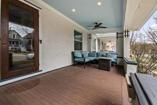 1130 Paulina St, Oak Park, IL 60302 - deck featuring outdoor lounge area and ceiling fan