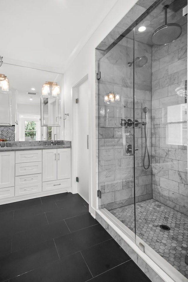 1130 Paulina St, Oak Park, IL 60302 - full bath with tile patterned floors, a stall shower, and vanity