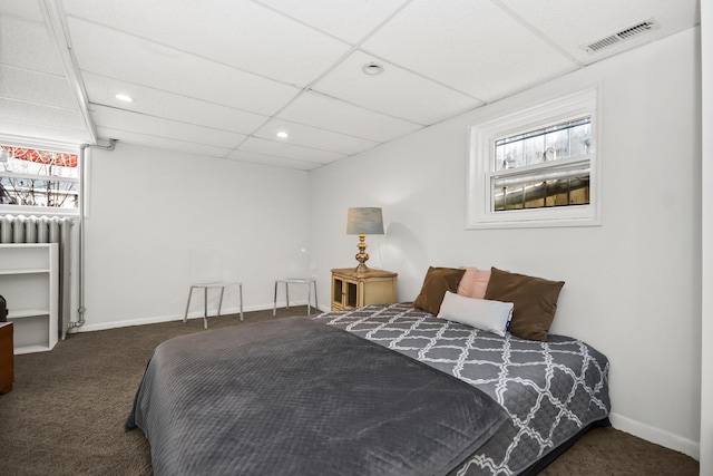 1130 Paulina St, Oak Park, IL 60302 - bedroom with visible vents, baseboards, a paneled ceiling, carpet floors, and recessed lighting