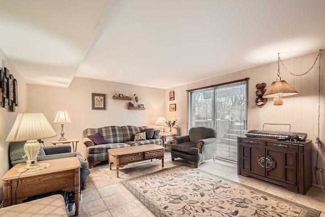 living area with light tile patterned flooring