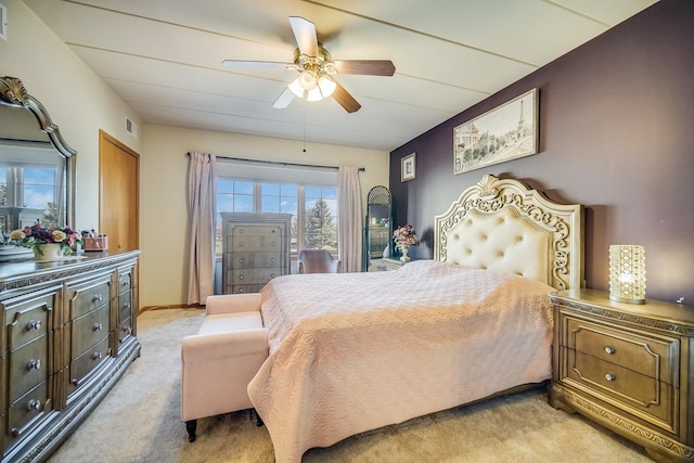11850 Windemere Ct Unit 103, Orland Park, IL 60467 - bedroom featuring a ceiling fan, light carpet, and visible vents