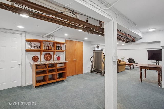 finished basement with carpet