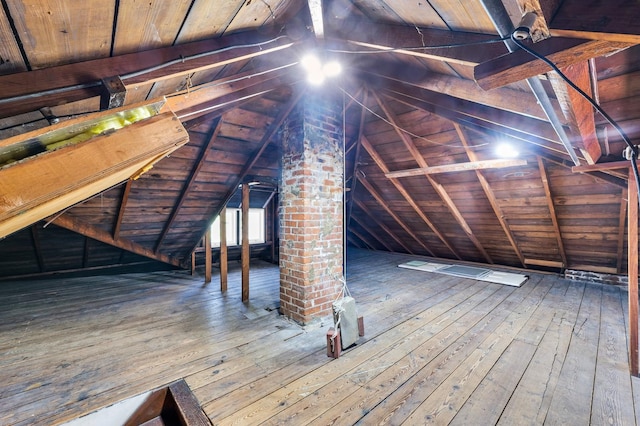 view of unfinished attic