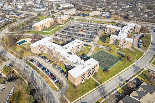 drone / aerial view with a city view