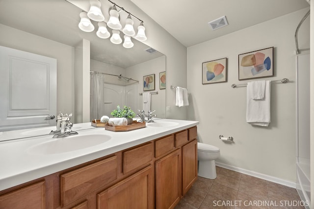 1045 Crane Pt, Elgin, IL 60124 - full bath featuring a sink, visible vents, toilet, and curtained shower