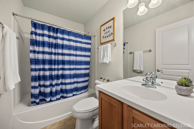 1045 Crane Pt, Elgin, IL 60124 - bathroom featuring toilet, shower / bath combo, vanity, and tile patterned floors