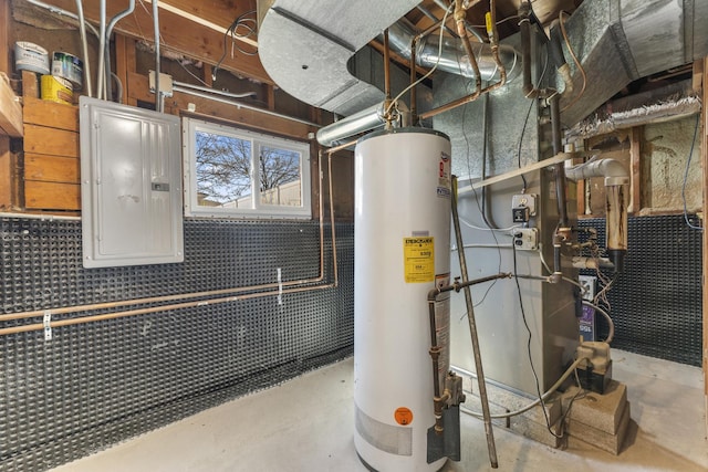 utilities with electric panel and water heater