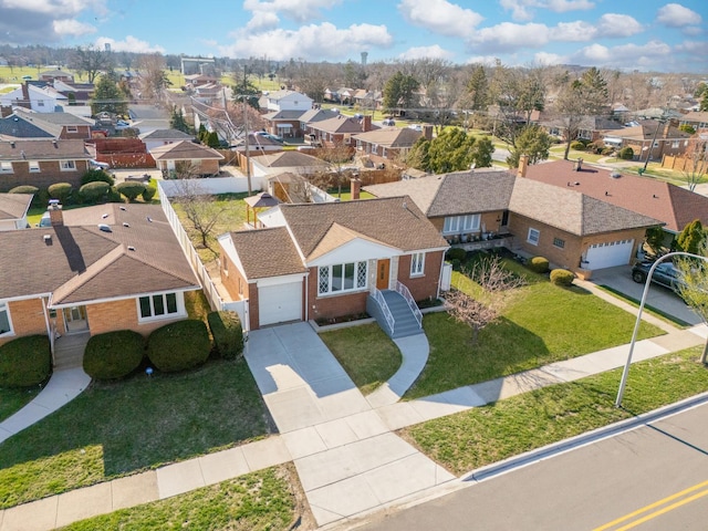bird's eye view with a residential view