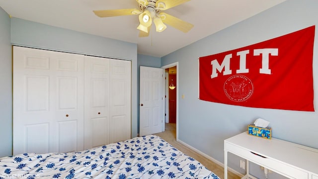2008 Chang Ct, Naperville, IL 60540 - carpeted bedroom featuring a closet, baseboards, and a ceiling fan