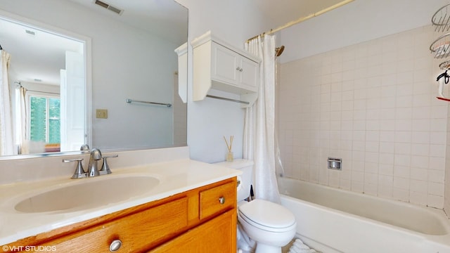 2008 Chang Ct, Naperville, IL 60540 - full bathroom featuring shower / tub combo with curtain, visible vents, toilet, and vanity