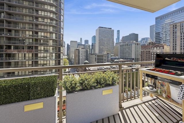balcony featuring a view of skyline