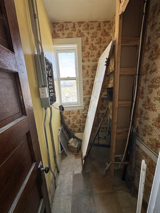 5120 S Throop St, Chicago, IL 60609 - bathroom with wallpapered walls and wainscoting