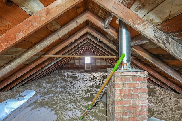 view of unfinished attic