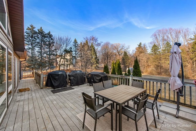 3134 Chellington Dr, Johnsburg, IL 60051 - wooden terrace featuring grilling area and outdoor dining area