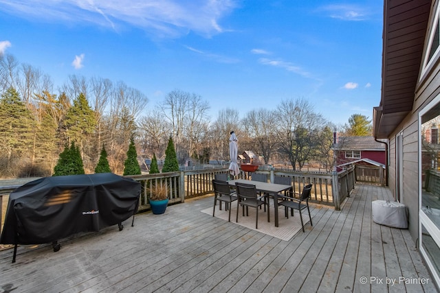 3134 Chellington Dr, Johnsburg, IL 60051 - wooden terrace with outdoor dining area and area for grilling