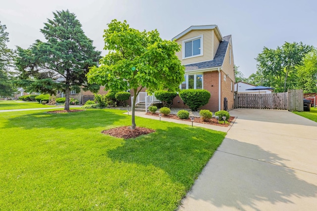 7733 Suburban Ln, Bridgeview, IL 60455 - view of front of house with brick siding, driveway, and roof with shingles