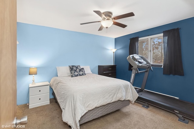 bedroom with carpet flooring and ceiling fan