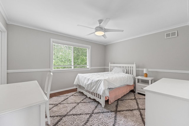 2571 Rourke Dr, Aurora, IL 60503 - bedroom featuring crown molding, ceiling fan, and baseboards