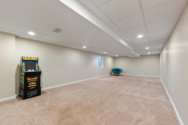 2571 Rourke Dr, Aurora, IL 60503 - basement with carpet flooring, a drop ceiling, baseboards, and recessed lighting