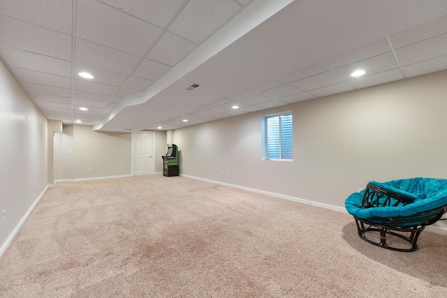 2571 Rourke Dr, Aurora, IL 60503 - unfurnished room featuring carpet floors, a paneled ceiling, baseboards, and recessed lighting