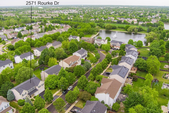 2571 Rourke Dr, Aurora, IL 60503 - aerial view of residential area with a nearby body of water