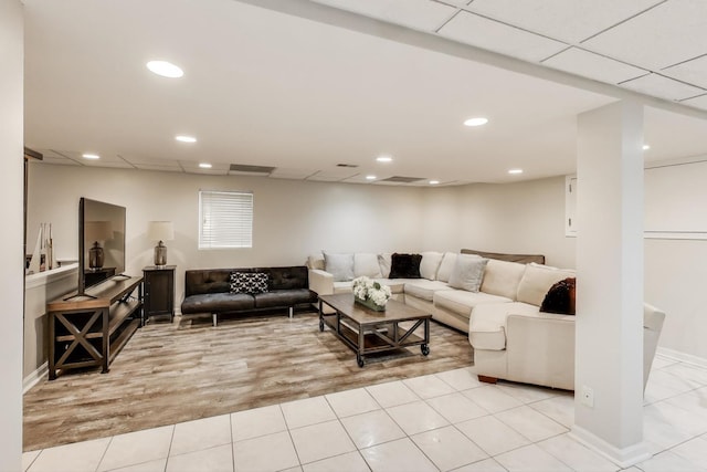 292 Needham Dr, Bloomingdale, IL 60108 - living area with recessed lighting, wood finished floors, and baseboards