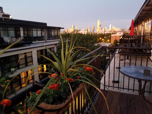 balcony featuring a city view