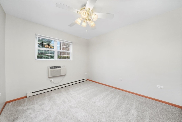 1545 W Crystal Rock Ct Unit 1B, Round Lake Beach, IL 60073 - spare room with a wall mounted air conditioner, carpet, baseboards, and a baseboard heating unit