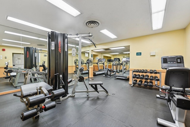 workout area with visible vents