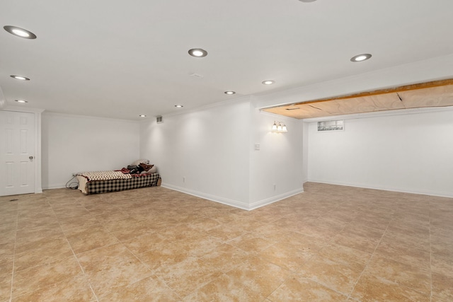 36W525 Wild Rose Rd, Saint Charles, IL 60174 - finished basement featuring recessed lighting, crown molding, and baseboards