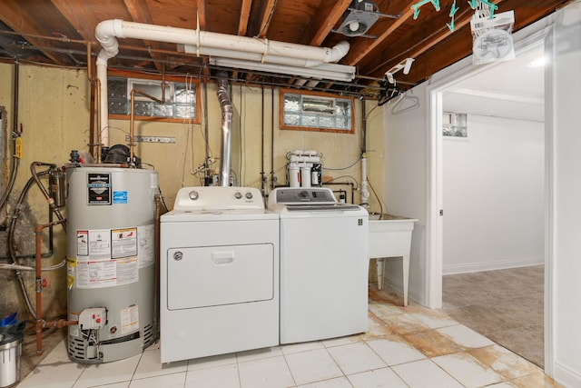 36W525 Wild Rose Rd, Saint Charles, IL 60174 - laundry room featuring water heater and washing machine and dryer