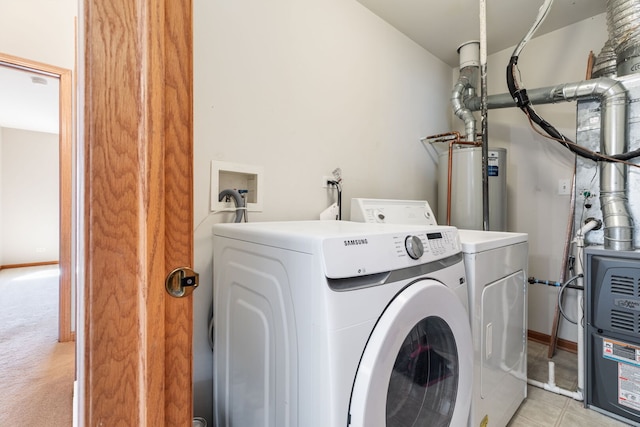 2442 Wilton Ln Unit 2442, Aurora, IL 60502 - laundry area featuring washing machine and dryer, gas water heater, and laundry area