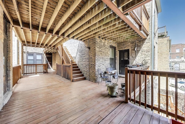 wooden deck with stairs