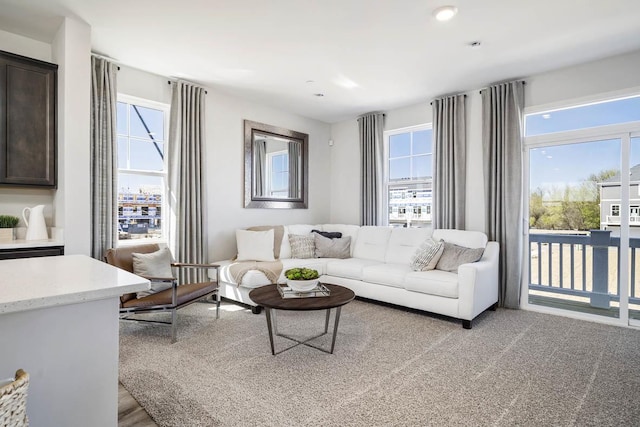 living area with recessed lighting