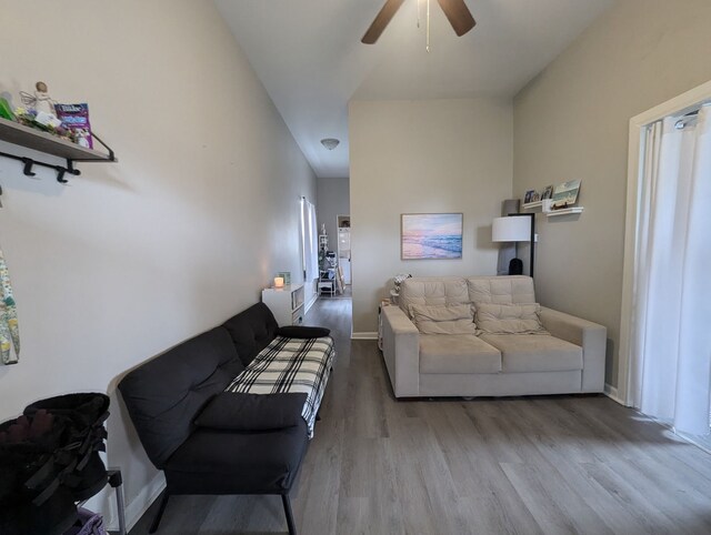 601 S Osborn Ave, Kankakee, IL 60901 - living area with ceiling fan, wood finished floors, and baseboards