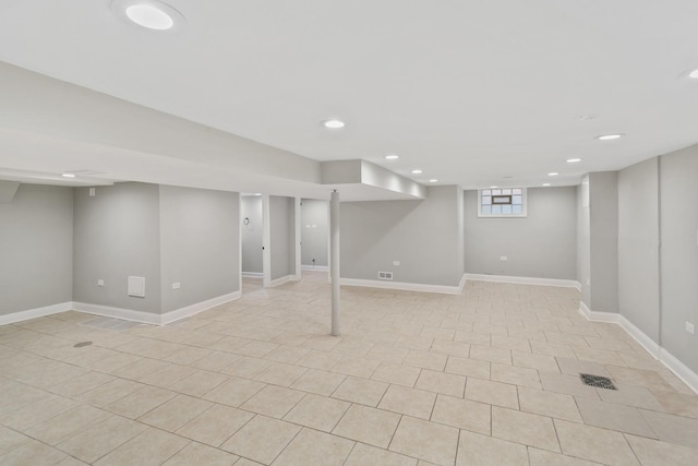 330 Paxton Ave, Calumet City, IL 60409 - below grade area featuring baseboards, visible vents, and recessed lighting