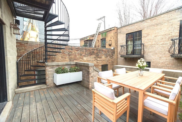 1745 W Cornelia Ave, Chicago, IL 60657 - wooden deck featuring stairway and outdoor dining area