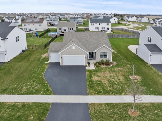 bird's eye view with a residential view