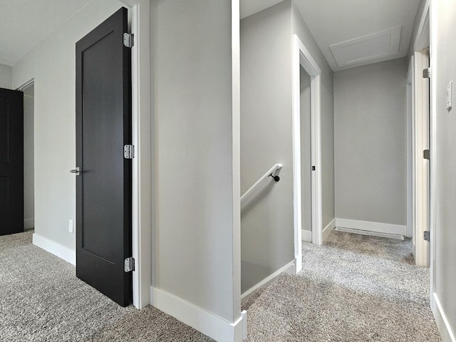 919 Dartmouth Ave, Matteson, IL 60443 - corridor with baseboards, carpet floors, and attic access