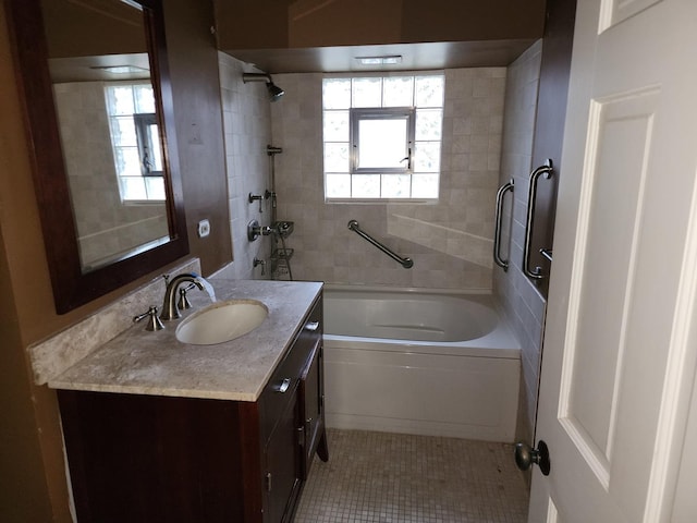 1122 Foster Ave, Lake Bluff, IL 60044 - bathroom with bathing tub / shower combination, vanity, and tile patterned flooring