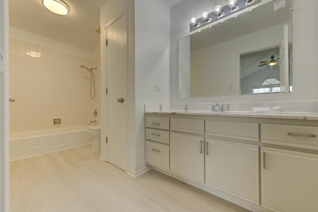 12525 S Central Park Ave, Alsip, IL 60803 - full bathroom with shower / bathing tub combination, vanity, toilet, a ceiling fan, and wood finished floors