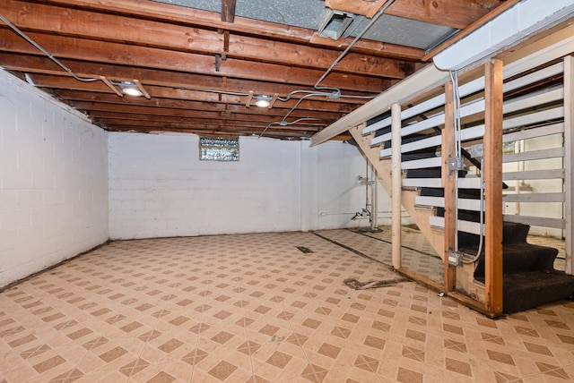 674 Memorial Dr, Calumet City, IL 60409 - basement featuring tile patterned floors and stairs