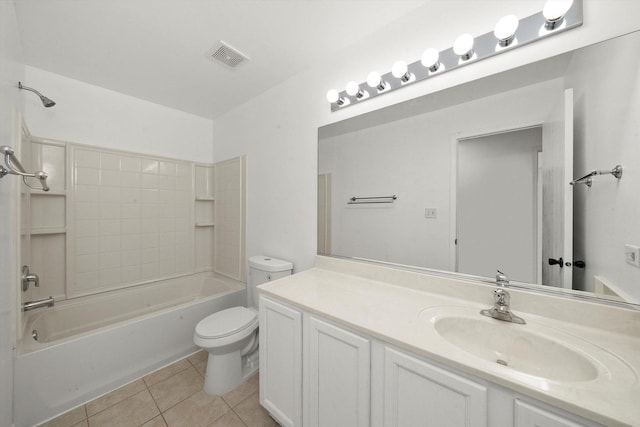 286 Sunset Blvd, Beecher, IL 60401 - bathroom featuring vanity, tile patterned flooring, visible vents, toilet, and shower / bath combination