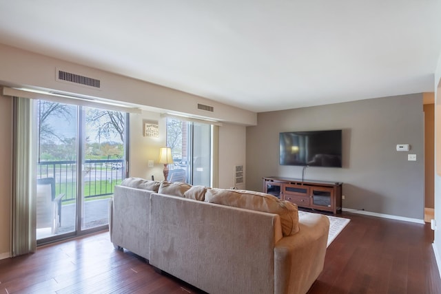 1505 E Central Rd Unit 211B, Arlington Heights, IL 60005 - living room with dark wood-style floors and baseboards