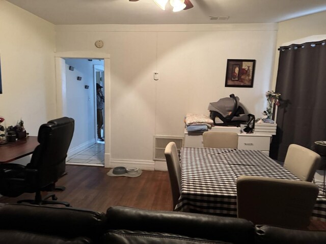 4221 N Sawyer Ave, Chicago, IL 60618 - dining room with wood finished floors, ceiling fan, and visible vents