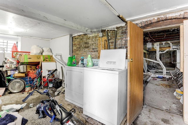 below grade area featuring separate washer and dryer