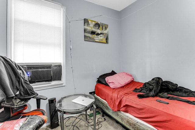 bedroom with cooling unit