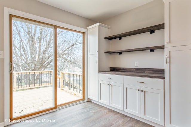 interior space with light wood finished floors